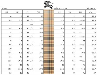 burberry black label size chart|Burberry size chart.